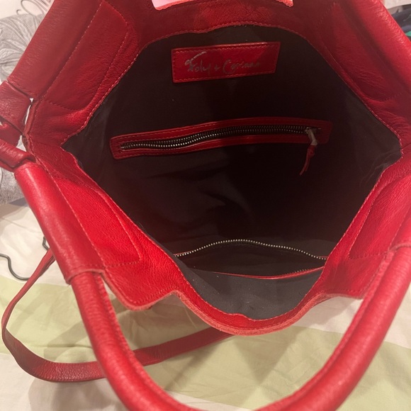Foley+Corinna Mid City Red Leather fold over tote. - Picture 6 of 14